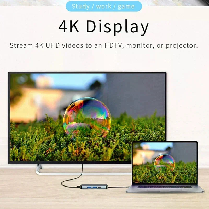8-in-1 USB-C Hub – USB 3.0, PD Charging & SD Card Reader