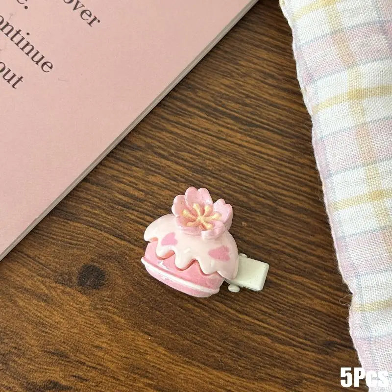 Cherry Blossom Resin Hair Clips Women Girls | 5/6 Pcs Set