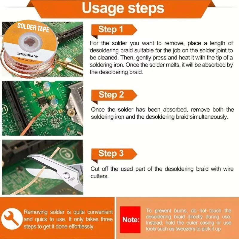 Copper Desoldering Braid Wick | Flux Solder Remover Mesh