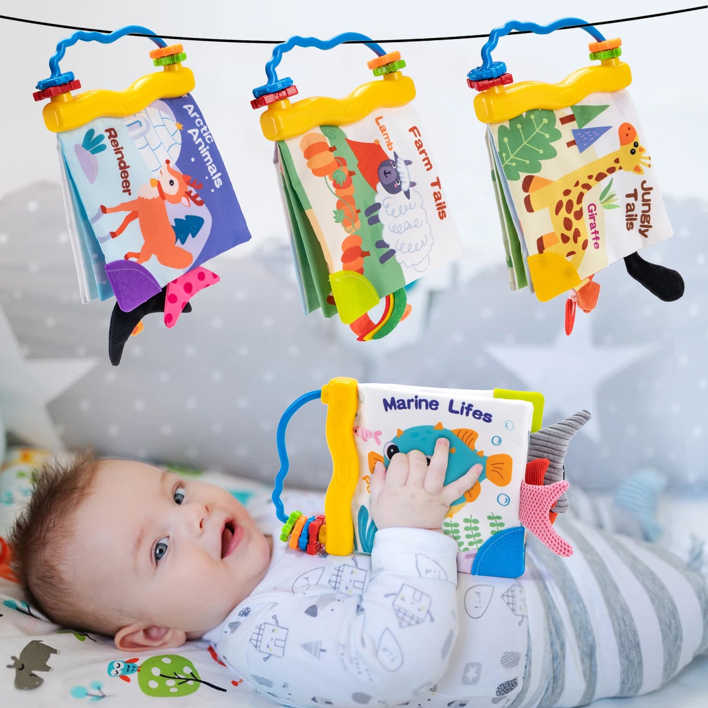 Soft Baby Cloth Book 3D Animal Tail Newborn Montessori Education Toy