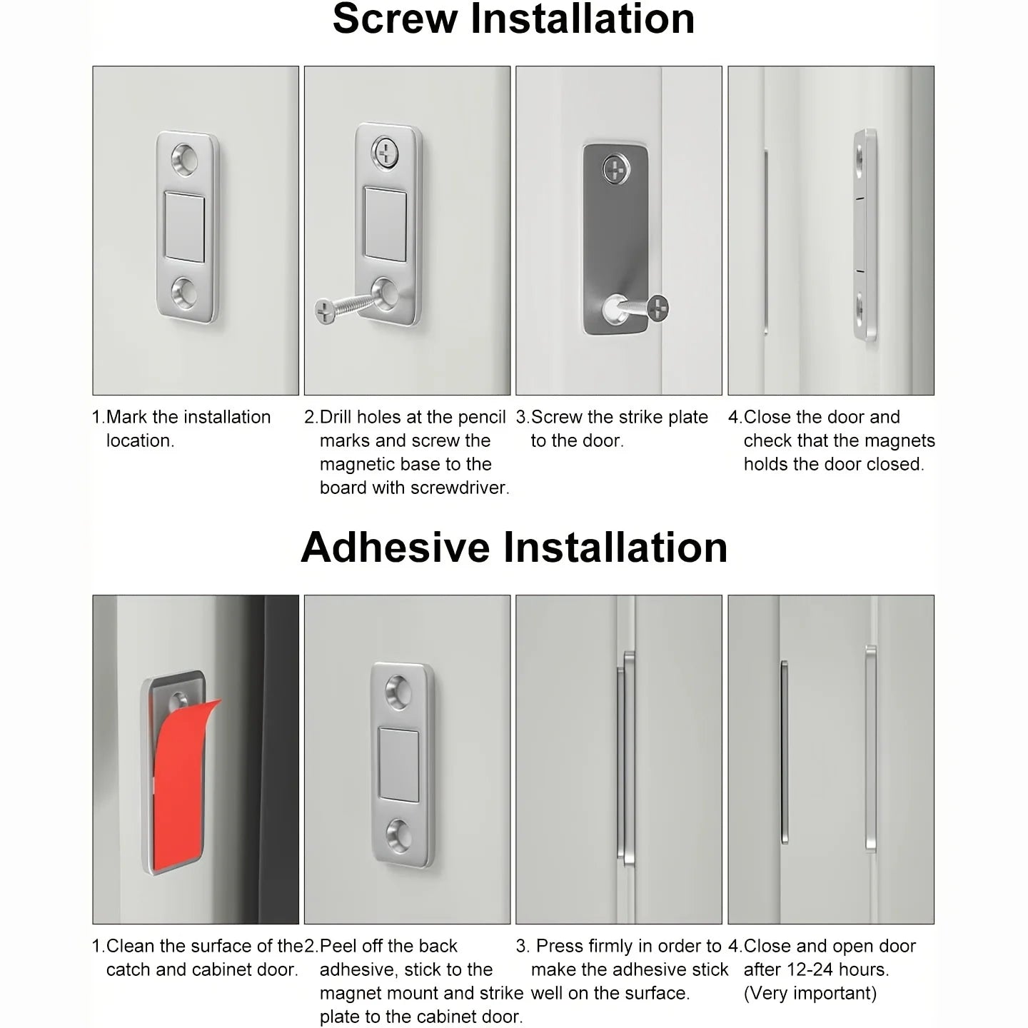 Ultra-Thin Magnetic Cabinet Latches – 4 Pack Door Closers