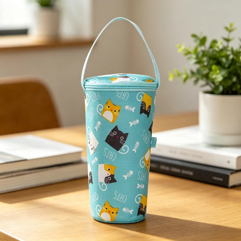 Milk Tea Cup Cover Portable Insulated Water Cup Storage Bag Hand-held Hanging Rope Milk Tea Insulated Cup Cover Peaceful Pleasures Health and Wellness