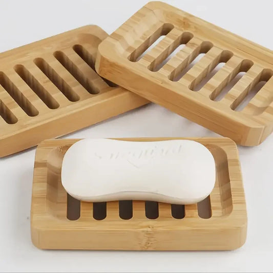 Bamboo Soap Dish with Self-Draining Tray | Wooden Soap Holder Bamboo Soap Dish Peaceful Pleasures Health and Wellness