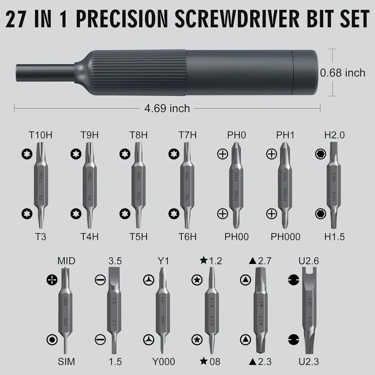 27 in 1 Precision Screwdriver Set Magnetic Bits Pen Style Manual Repair Tools Kit for Eyeglass Watch PC Jewelers Laptop iPhone Peaceful Pleasures Health and Wellness