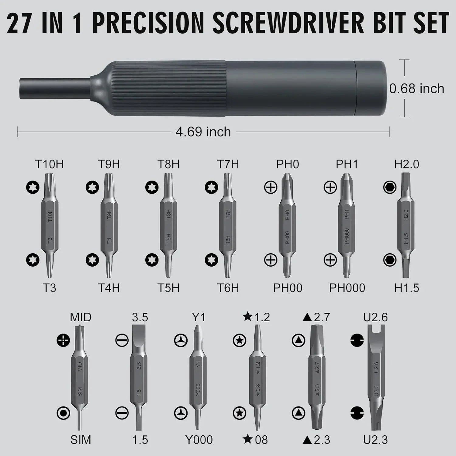 27 in 1 Precision Screwdriver Set Magnetic Bits Pen Style Manual Repair Tools Kit for Eyeglass Watch PC Jewelers Laptop iPhone Peaceful Pleasures Health and Wellness