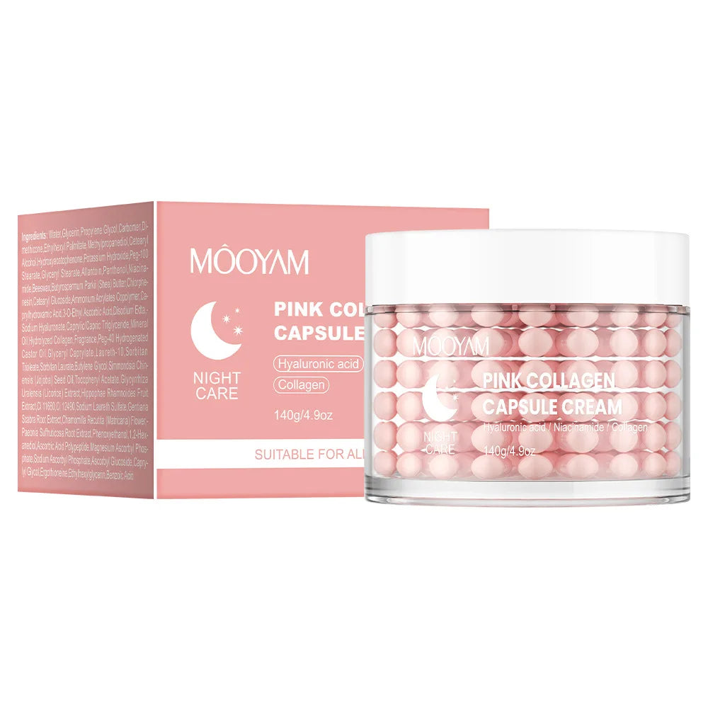 140g Anti Wrinkle Pink Collagen Capsule Cream Collagen Face Anti Aging Gel Firming Repairing Fade Lines Korean Skin Care Product Peaceful Pleasures Health and Wellness