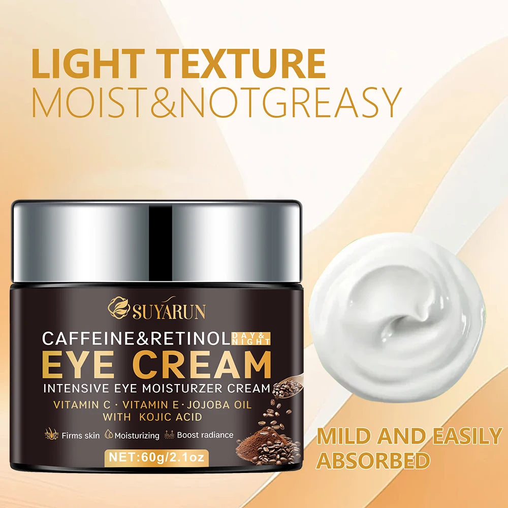 SUYARUN Anti-Aging Eye Cream Vitamin C&E + Caffeine Retinol - Dark Circles Wrinkles Treatment, Firming & Brightening. Peaceful Pleasures Health and Wellness