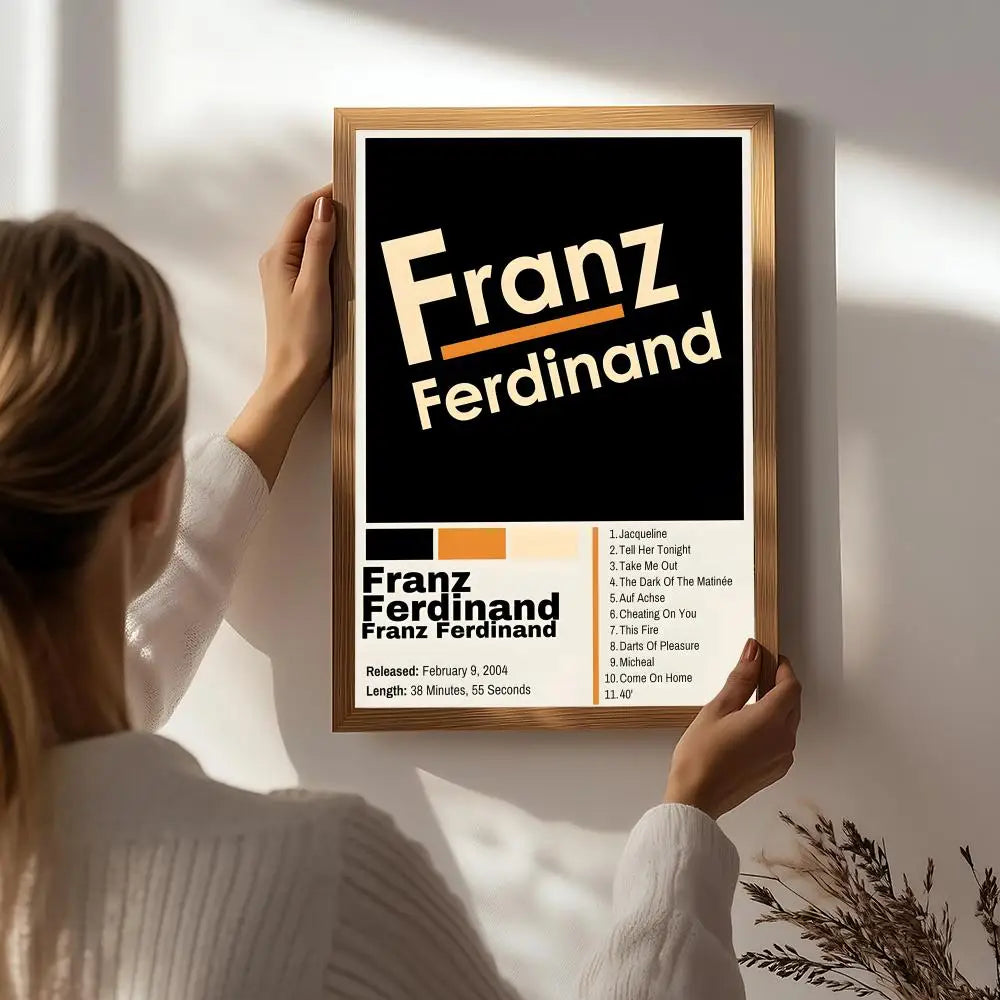 Band F-Franz Ferdinand Poster HD Self Adhesive Waterproof Wall Art Ideal for Home Office Dorm Bedroom Great Gift Peaceful Pleasures Health and Wellness White3 40X50cmNoframe