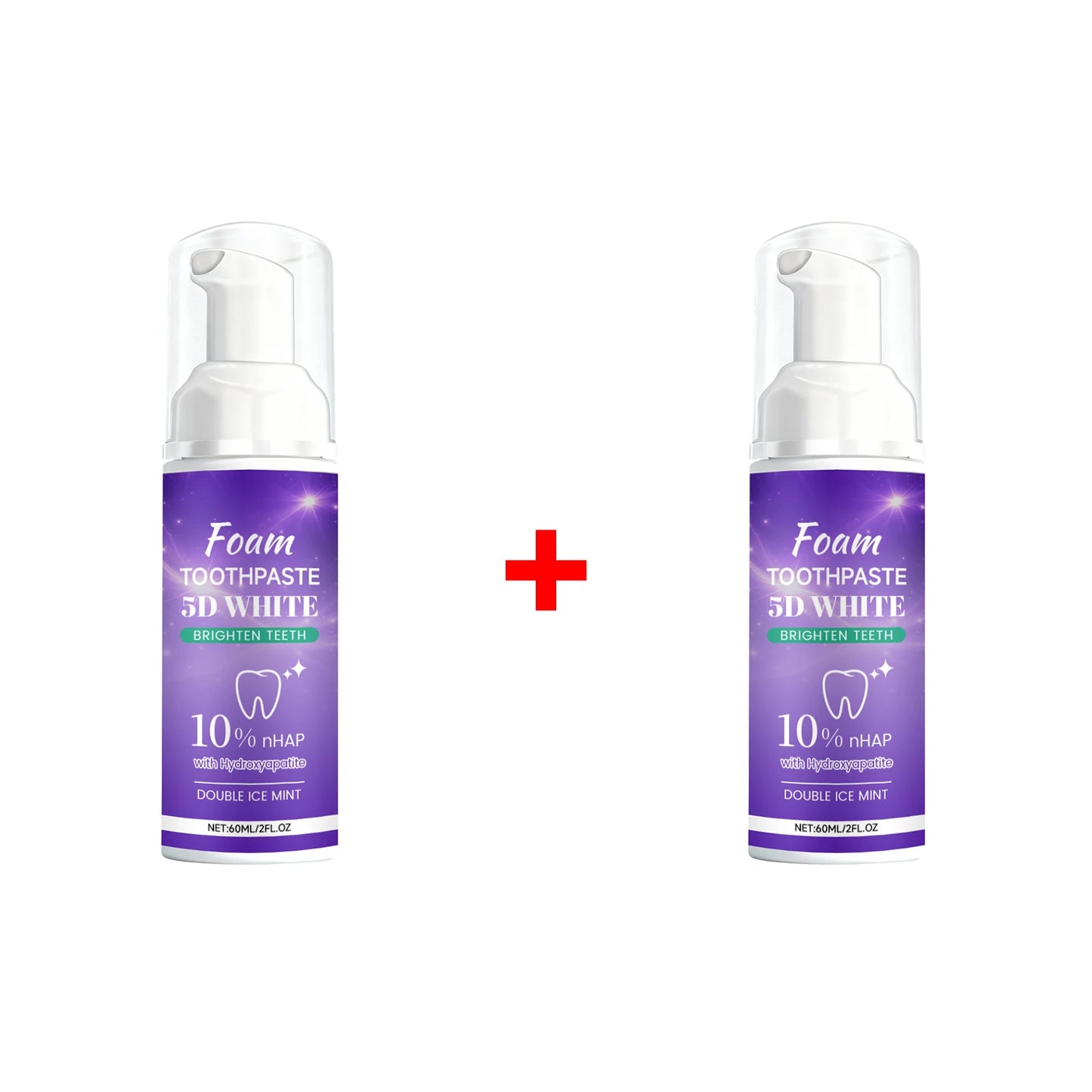 5D White Foam Toothpaste 10% Nhap Enamel Repair Fresh Breath Coffee/Smoke Stain Remover Mint Toothpaste Brightening Teeth Care Peaceful Pleasures Health and Wellness 2pcs