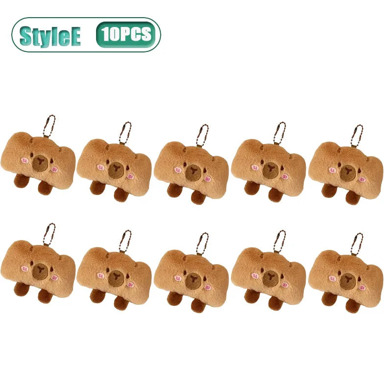 Capybara Plushie Keyring – Cute Anime Bread Topper Fluffy Toy