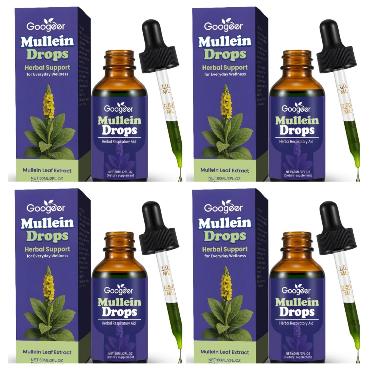 Googeer Mullein Leaf Extract Drops with Chlorophyll – 60ml