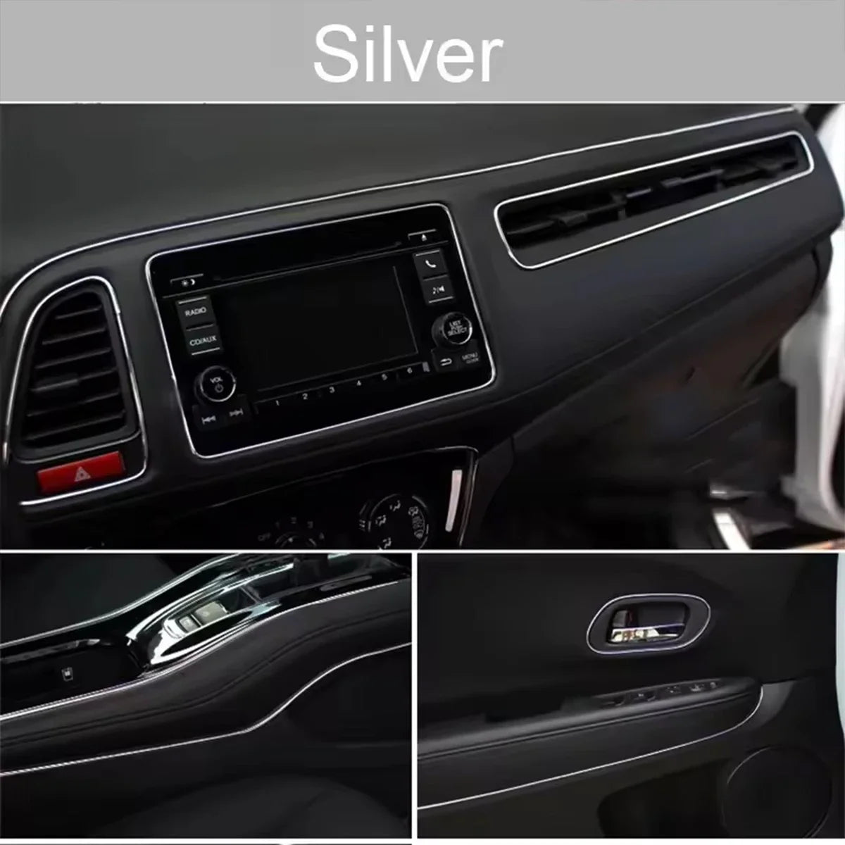5M Car Interior Flex Trim Strip – Red & Silver Decor Peaceful Pleasures Health and Wellness