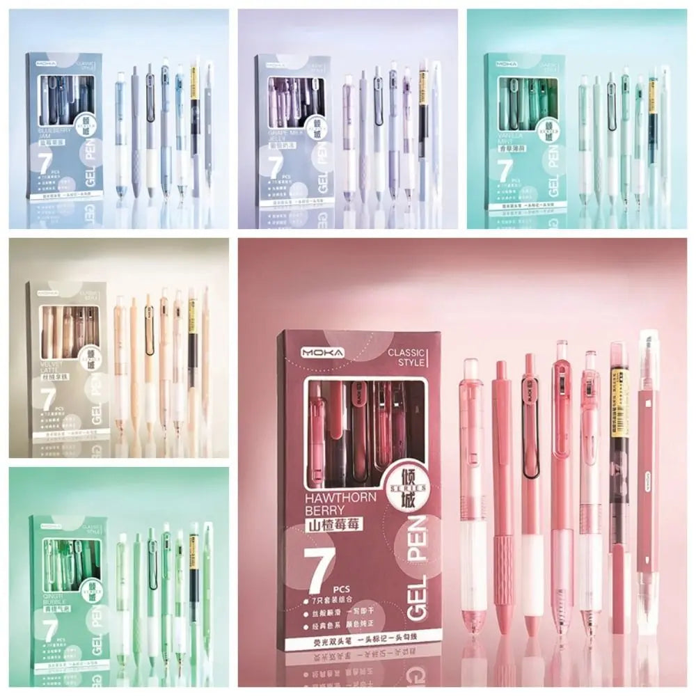 Korean ST Nib Press Gel Pen 0.5mm Black Ink Signature Pen Writing Smoothly Quick-Drying Ballpoint Pen Office Peaceful Pleasures Health and Wellness