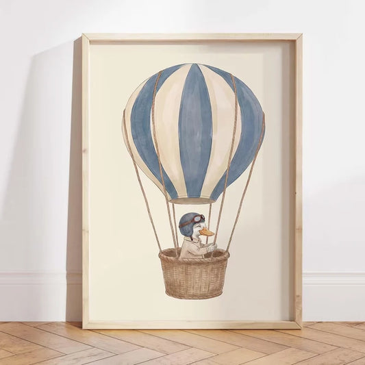Hot Air Balloon Duck Canvas Wall Art | Kids Room Decor Print Canvas Wall Art Peaceful Pleasures Health and Wellness