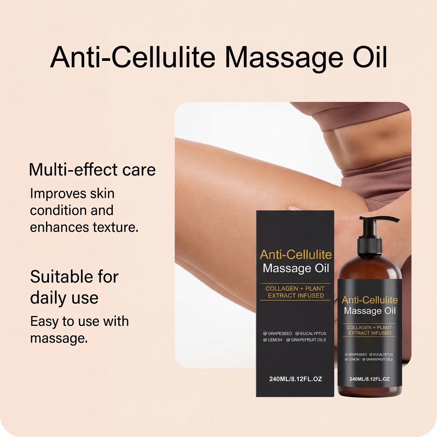 Firming Body Massage Oil – Collagen Anti-Cellulite 240ml Peaceful Pleasures Health and Wellness