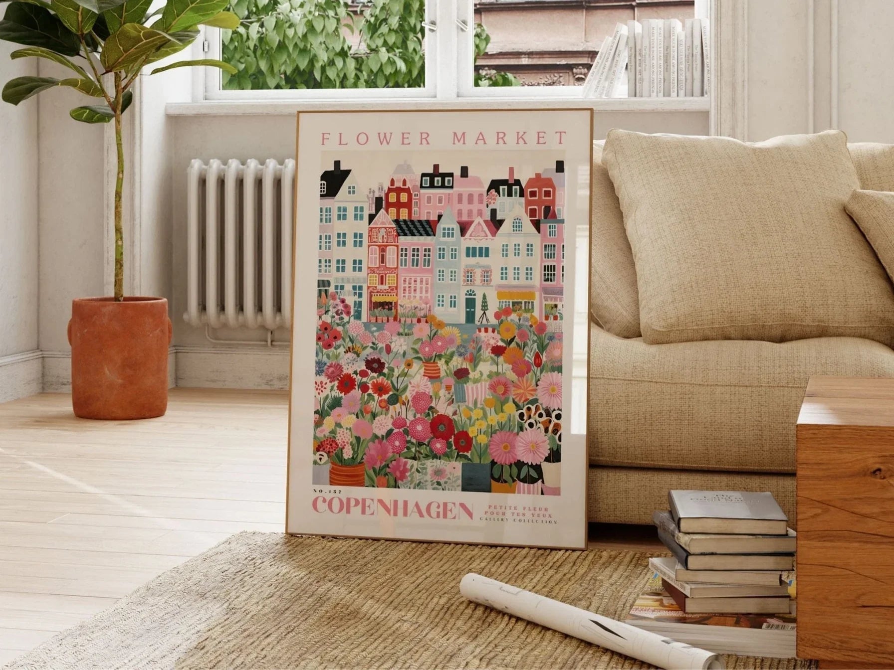 Flower Market Print, Copenhagen Print, Botanical Prints, Digital Prints, Colorful Prints, Trendy Prints, Pink Prints, Art Gift, Peaceful Pleasures Health and Wellness