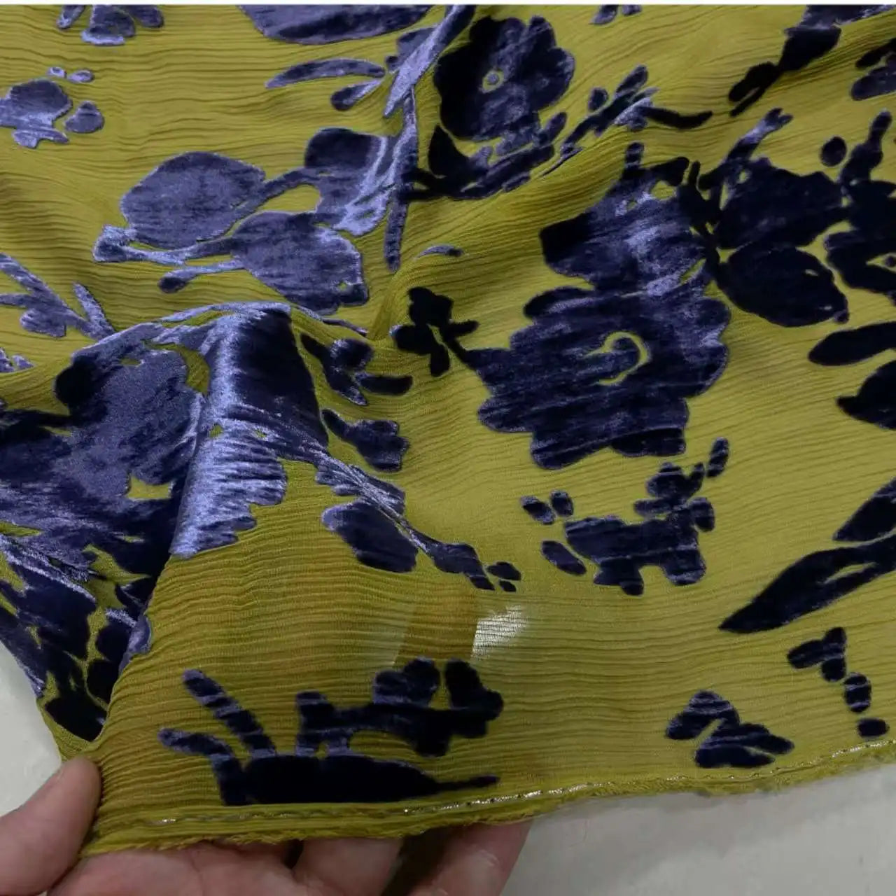 Velvet Silk Crepe Mulberry Burnt Out Fabric | By the Meter