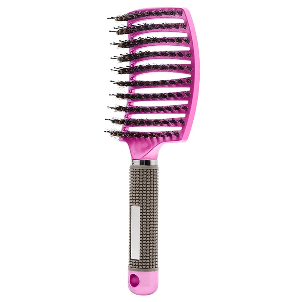 Multiple Color Hair Comb Detangling Hair Brush Bristle&Nylon Women Wet Massage Comb Curly Hairdressing Salon Styling Tools Peaceful Pleasures Health and Wellness pink