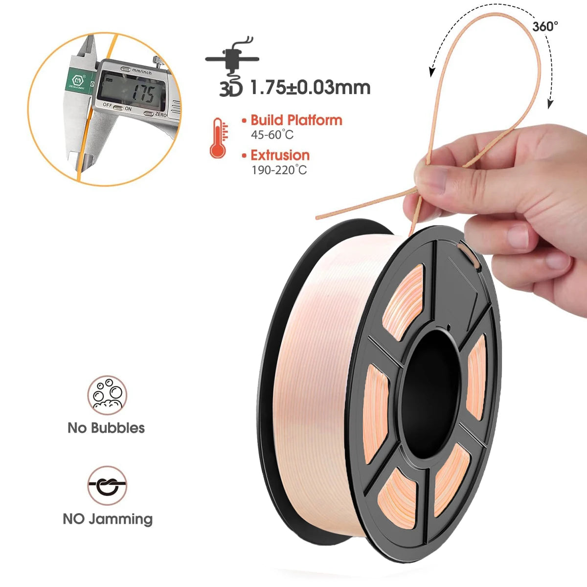 DINGSUN 3D 1.75mm Gradient Silk PLA Filament ±0.02mm | 200g–1kg