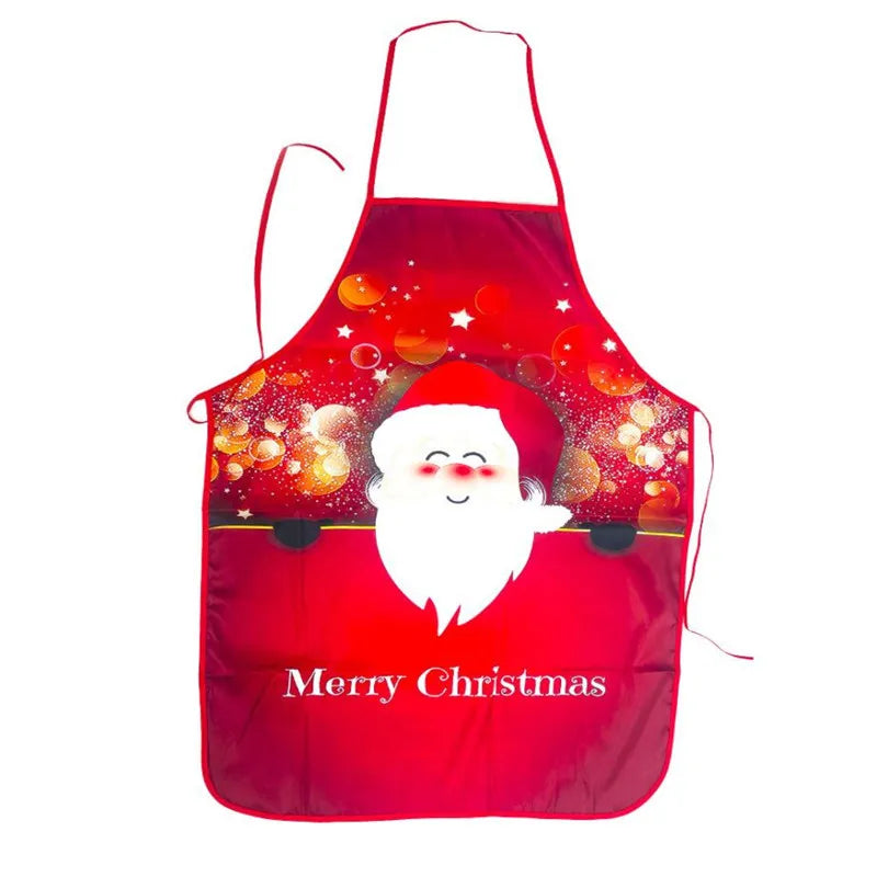 Aprons Sleeveless Dirt-proof Fabric Printed Halter Straps Christmas Apron Household Kitchen Cleaning Accessories Peaceful Pleasures Health and Wellness Santa Claus A