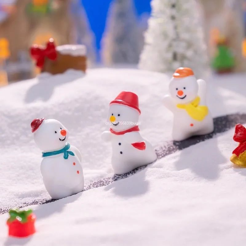 Mini Christmas Snowman Figurine Cartoon Snow Man Doll Miniature Snowman Statue Desktop Micro Landscape Accessories Home Decor Peaceful Pleasures Health and Wellness
