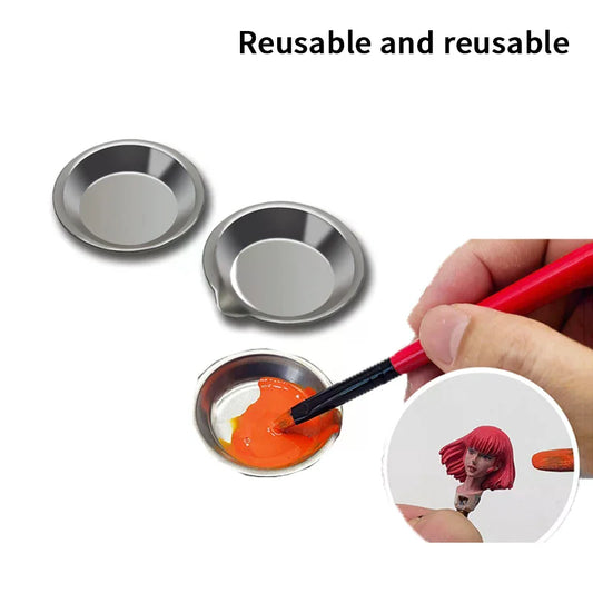 10-Pack Stainless Steel Round Paint Mixing Palette Trays Paint Mixing Palette Oasis Select