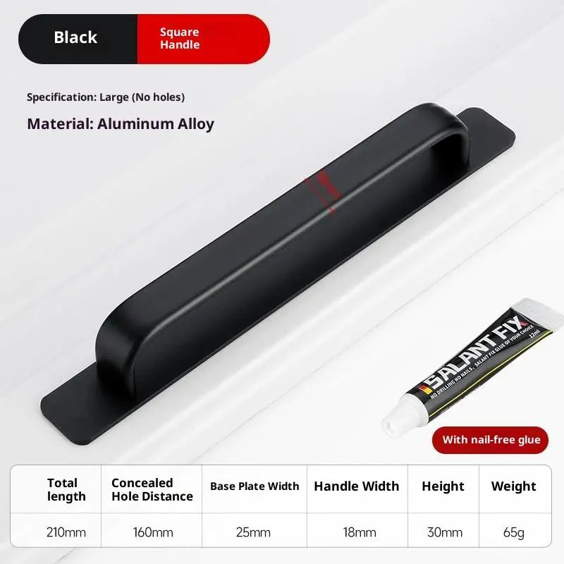 Aluminum Alloy Drill-free Handle Glass Sliding Door Window Drawer Wardrobe Push-pull Bathroom Sticker Door Handles Peaceful Pleasures Health and Wellness A27