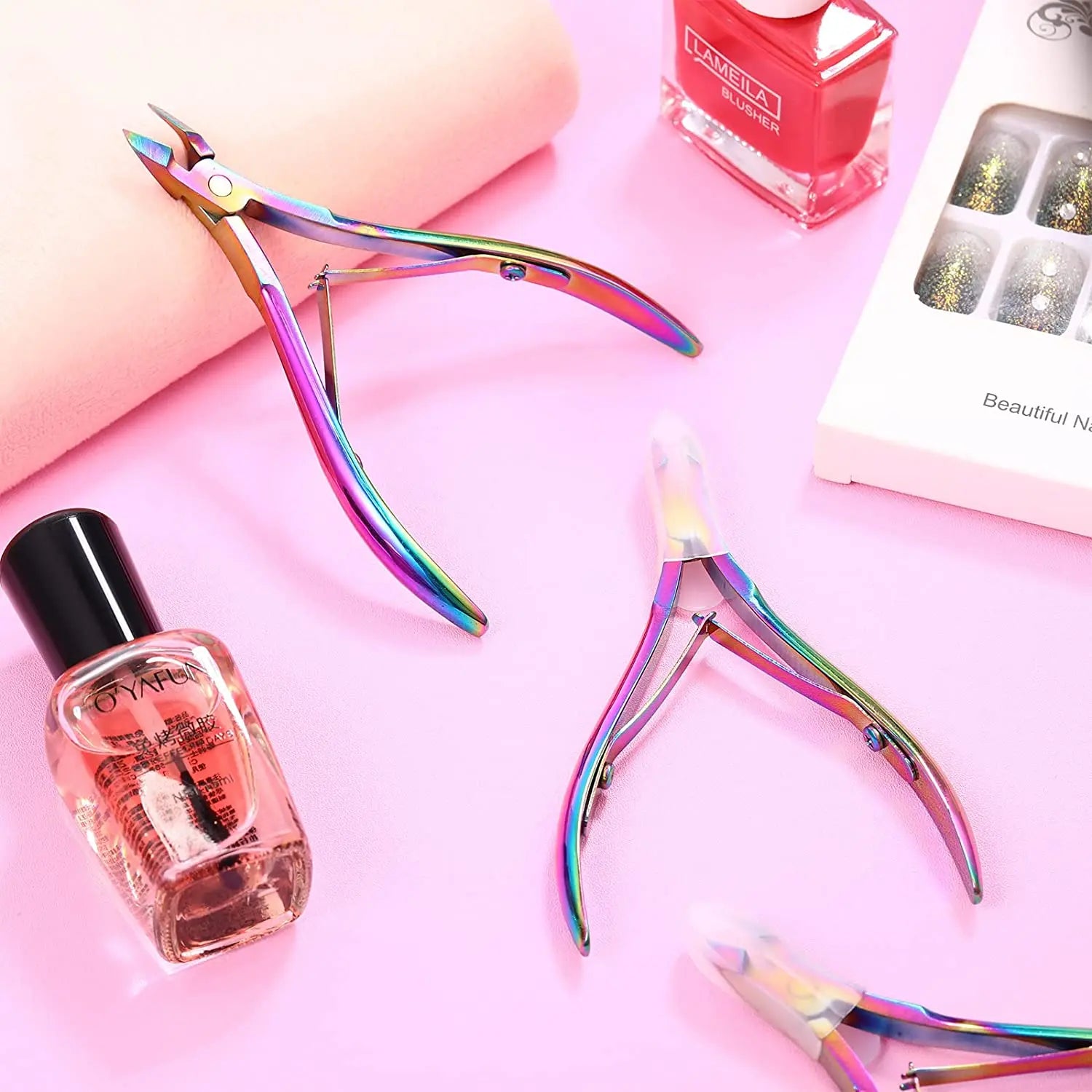 Cuticle Trimmer with Cuticle Pusher, Cuticle Remover Professional Stainless Steel Cuticle Cutter Nippers Pedicure Manicure Tool Peaceful Pleasures Health and Wellness