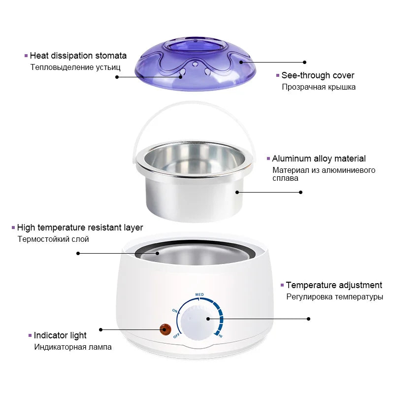 Wax Heater for Hair Removal Waxing Warmer Dipping Pot Wax Melting Machine Depilation Paraffin Warmer Wax Heater Kit Peaceful Pleasures Health and Wellness