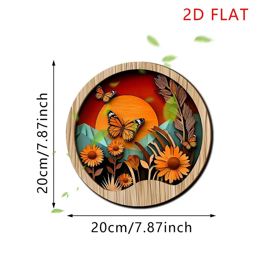 ordic Style 3D Wooden Circular Wall Art Natural Scenery Undersea Series Home Wall Decor Interior Design Wall Art Decor Peaceful Pleasures Health and Wellness