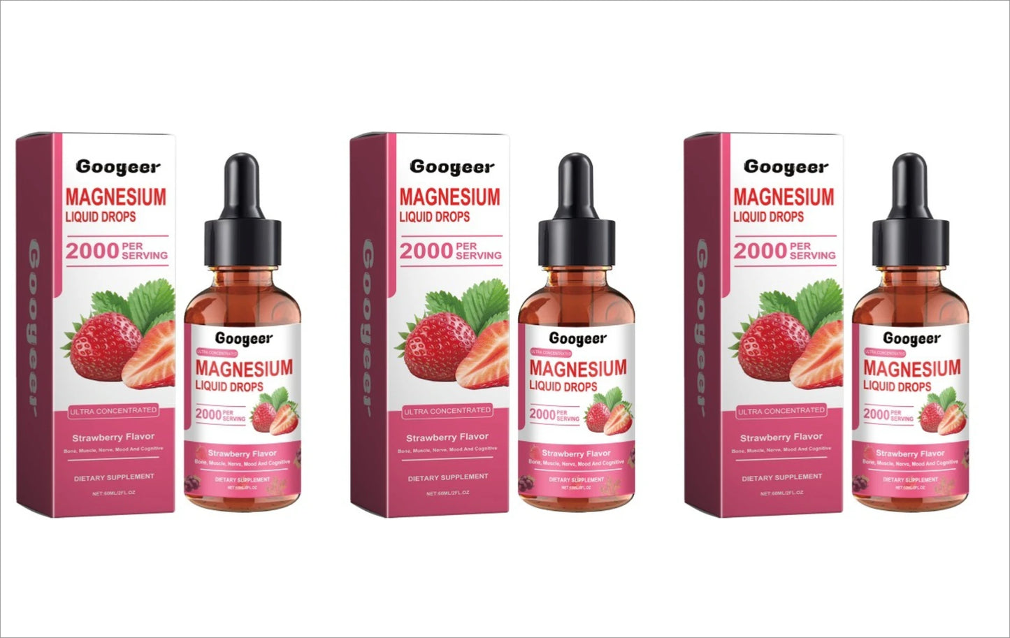 Strawberry Magnesium Liquid Drops Dietary Supplement 60ml