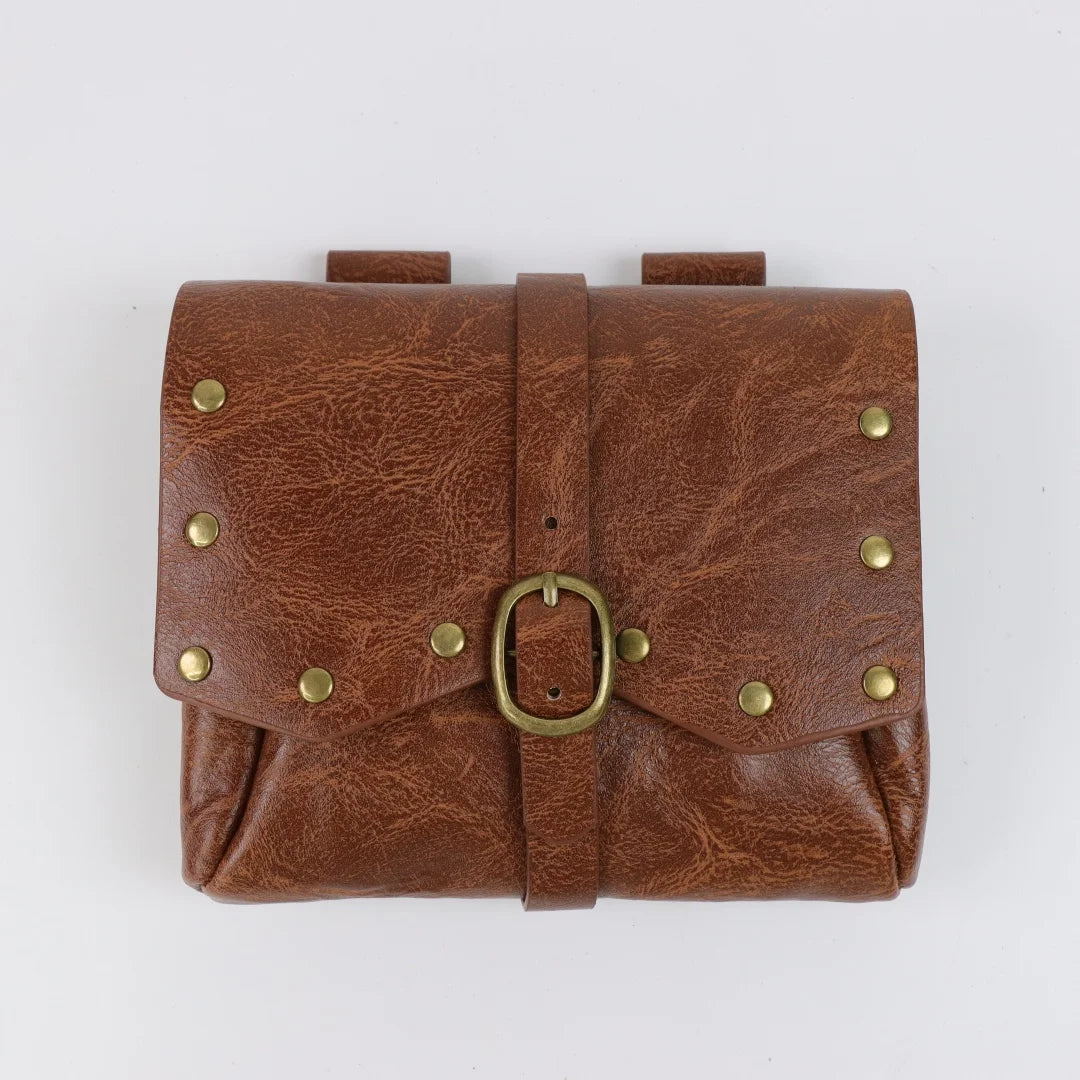 Steampunk Vintage Leather Pouch Bag Buckle Belt Medieval Renaissance