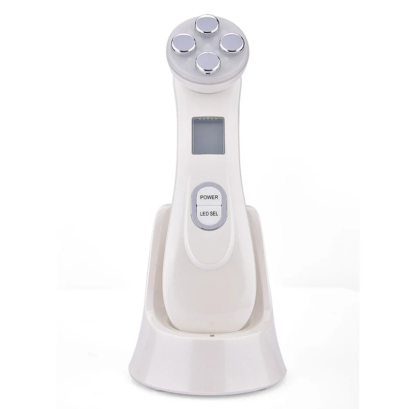 Promotion High Frequency Facial Beauty Machine 5 in 1 Facial Massager Microcurrent Rechargeable Facial Frequency Wand Peaceful Pleasures Health and Wellness WHITE