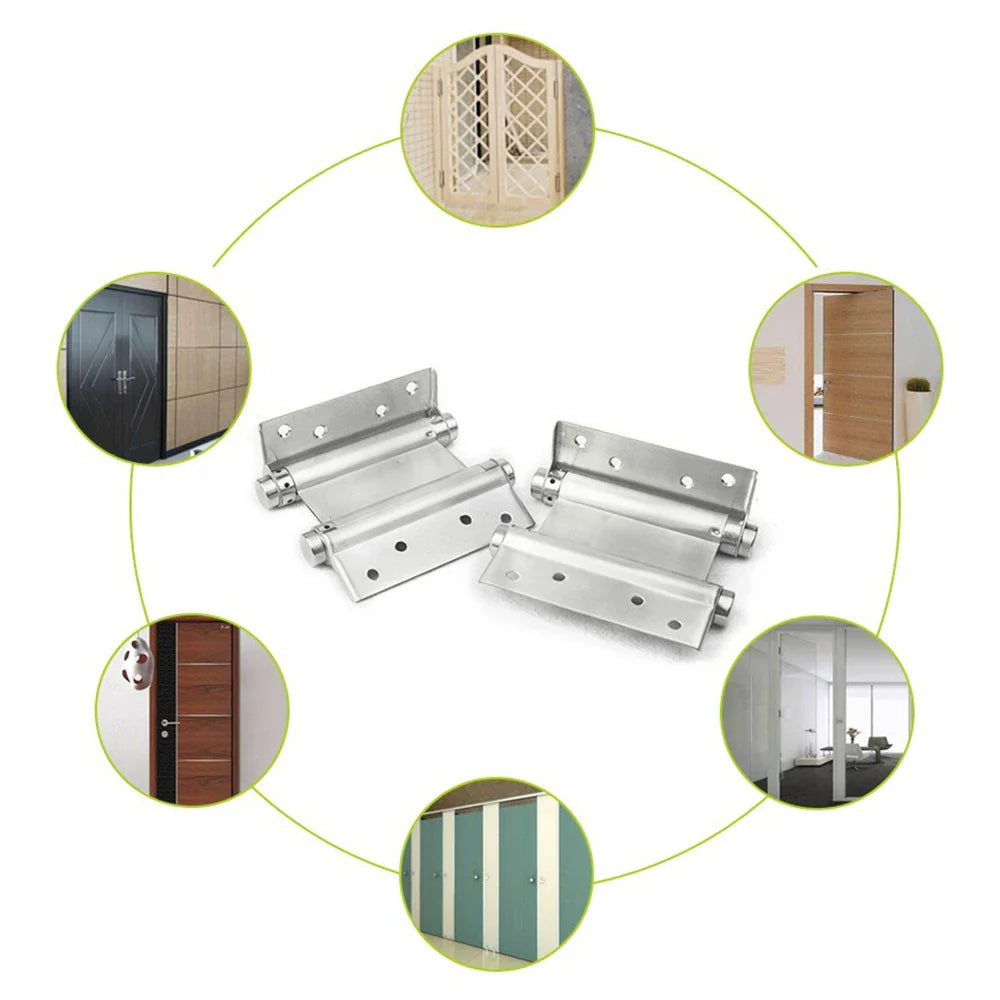 3-Inch Double Spring Hinges Stainless Steel Auto-Closing 2 Pack