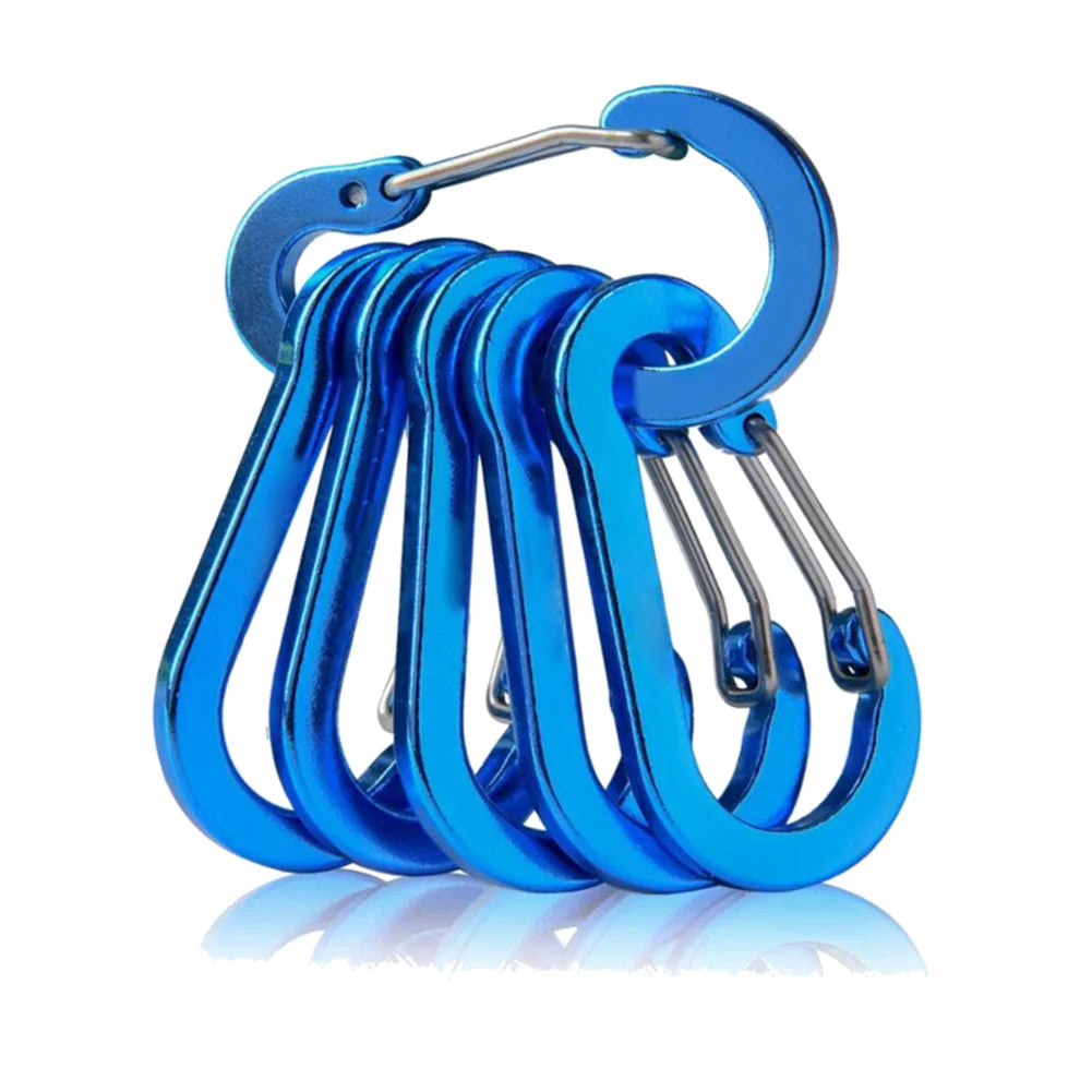 6/12Pcs Aluminum Alloy Carabiner Keychain Outdoor Camping Climbing Hiking Snap Clip Lock Buckle Hook Fishing Accessories Peaceful Pleasures Health and Wellness Royal Blue 6PCS