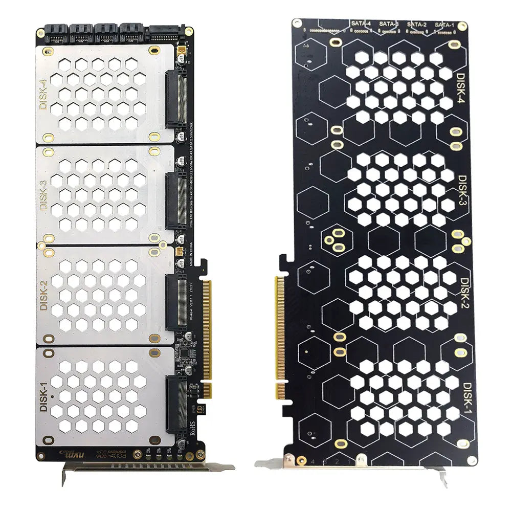 4-Port PCI-E 4.0 16X 2.5Inch SATA Adapter Card Motherboard Support PCIe X4x4x4x4 Bifurcation U.2 To PCIe Card for PC Peaceful Pleasures Health and Wellness