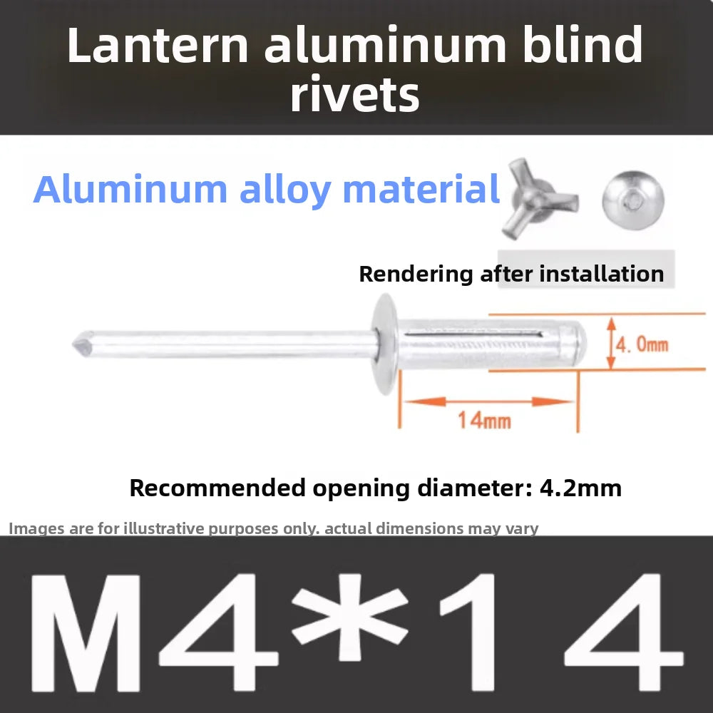 50pcs Tri-Fold Blind Rivets 3.2 4.0 4.8mm Aluminum Alloy Silver