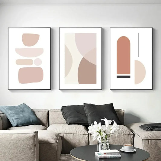 Blush Pink Abstract Geometric Scandinavian Canvas Wall Art Print Canvas Wall Art Print Peaceful Pleasures Health and Wellness