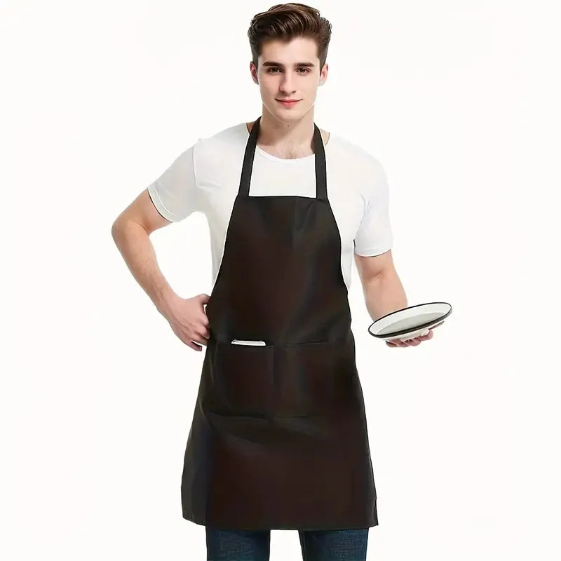 5Pcs Black Aprons - with Large Pockets, Durable Polyester Fabric, Waterproof and Stain Resistant, Unisex Bbq Aprons, Suitable for Home, Work, Restaurant Waiters, Cooking Aprons, Hairdressers - Easy to Clean Peaceful Pleasures Health and Wellness