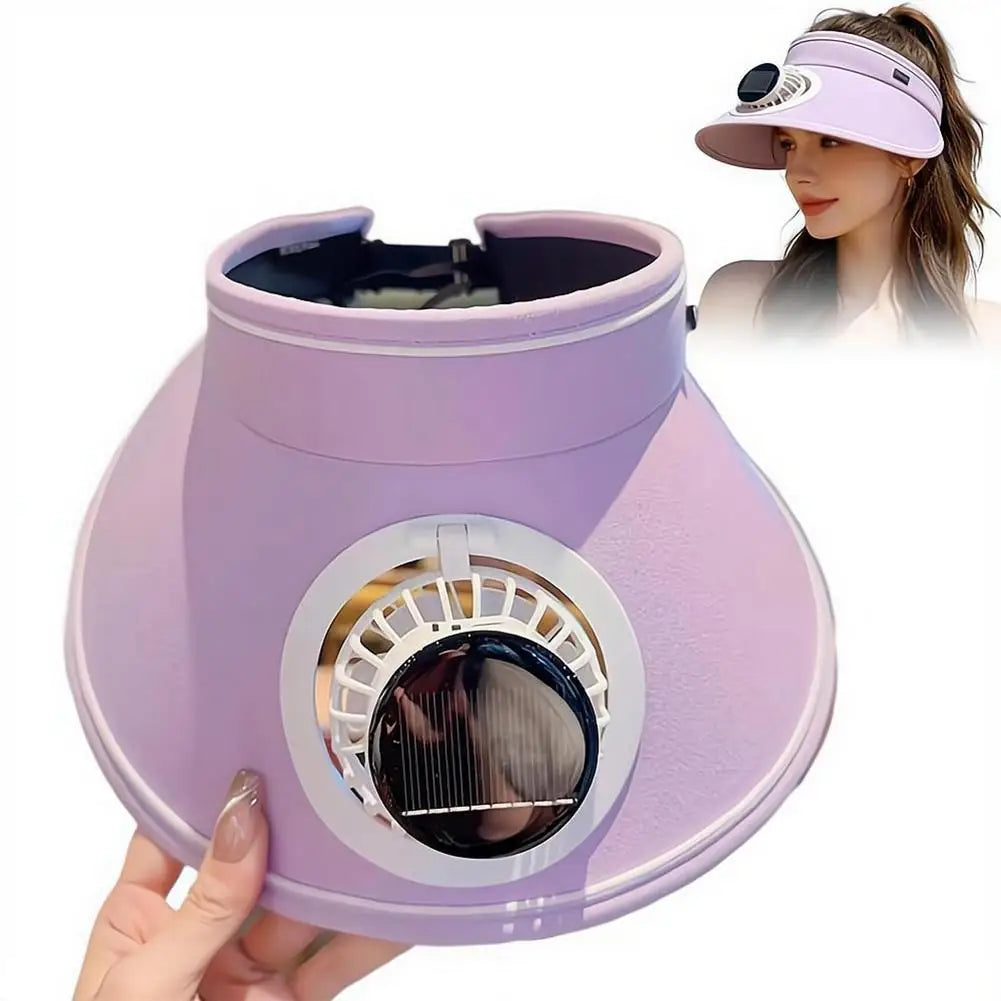 Sun hat with fan Adjustable Fan Speeds Wide Brim Sun Hat Outdoor Visor Hat Sunshade Beach Sunshade Hat Women Peaceful Pleasures Health and Wellness
