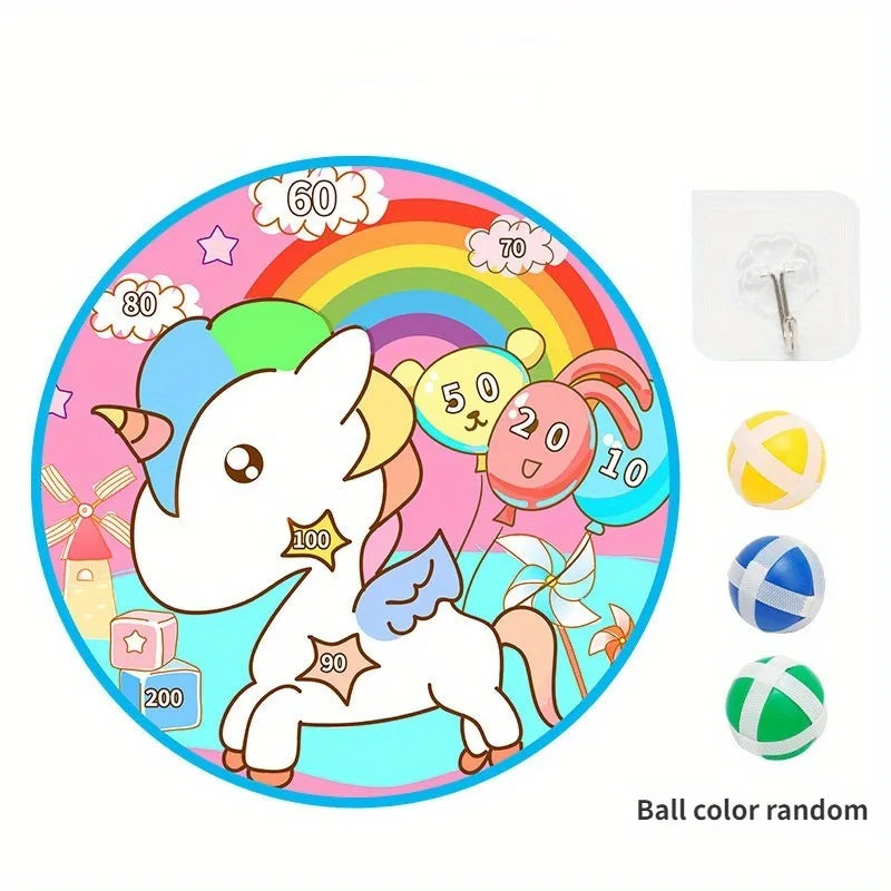 Kids Sticky Ball Dart Board – Safe Indoor Outdoor Party Game