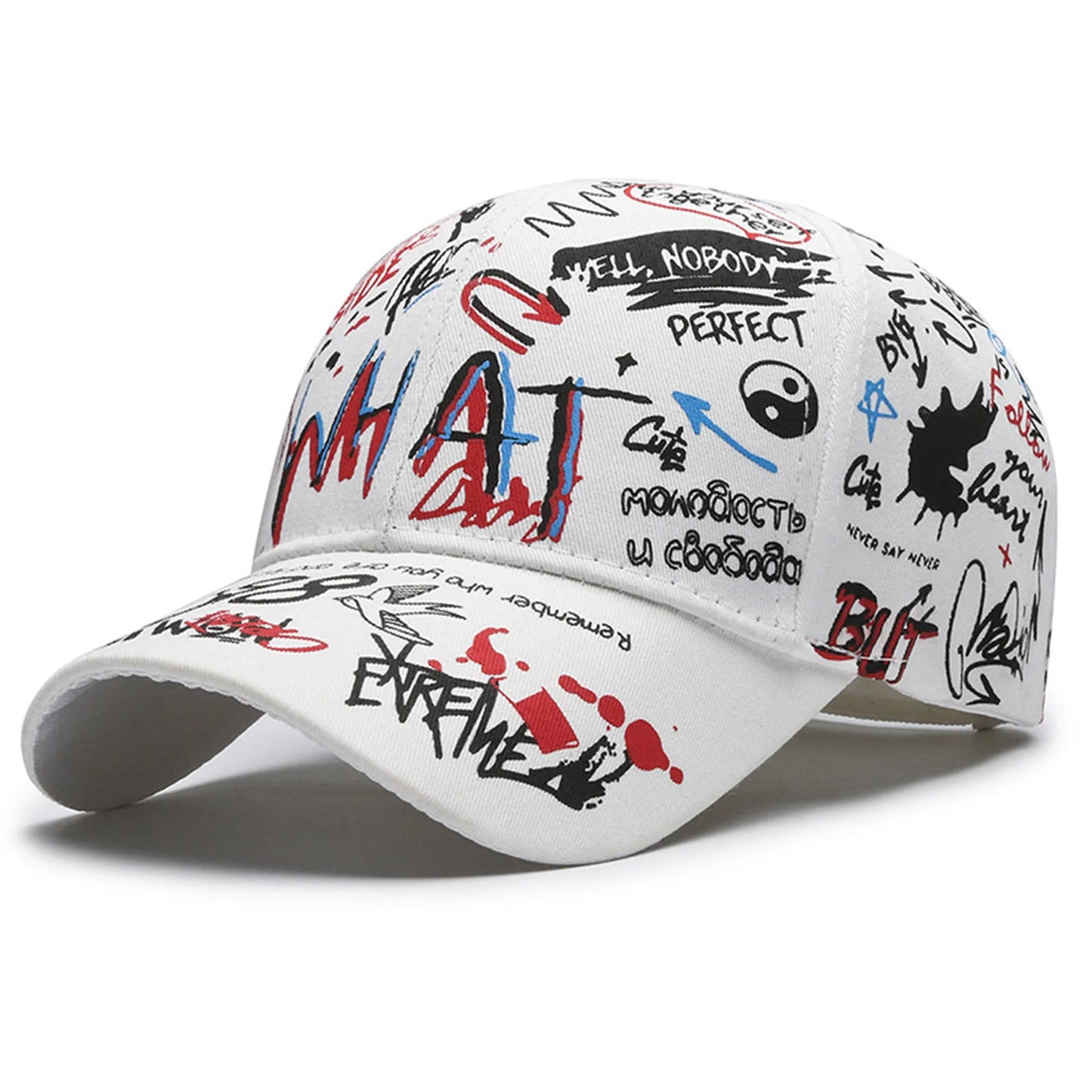 Summer Baseball Sports Cap Hip-hop Street Style Trendy Sunshade Hats for Summer Beach Vacation Peaceful Pleasures Health and Wellness White Red