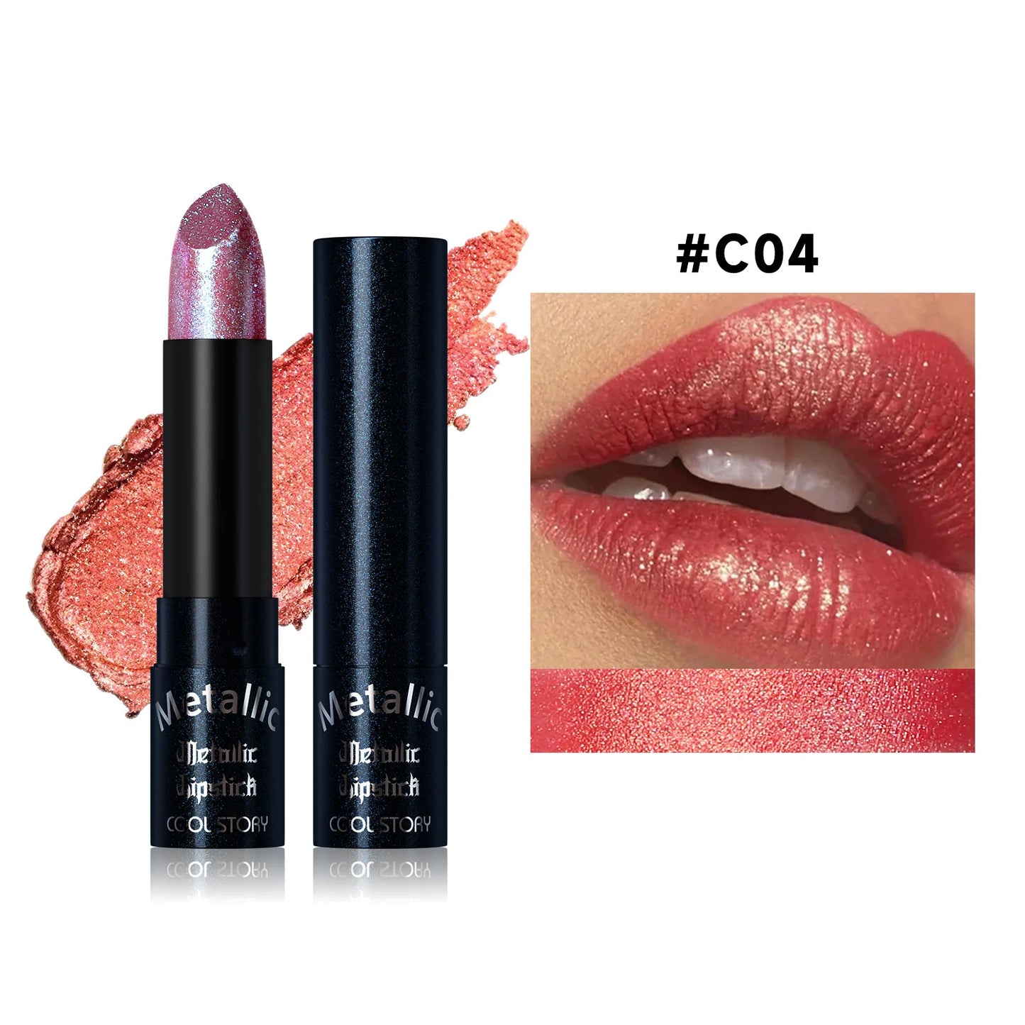 Metallic Glitter Velvet Lipstick – Waterproof Long-Lasting Shimmer