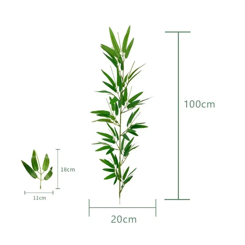 1m Artificial Eucalyptus Vine | Silk Bamboo Leaf Decor Stem