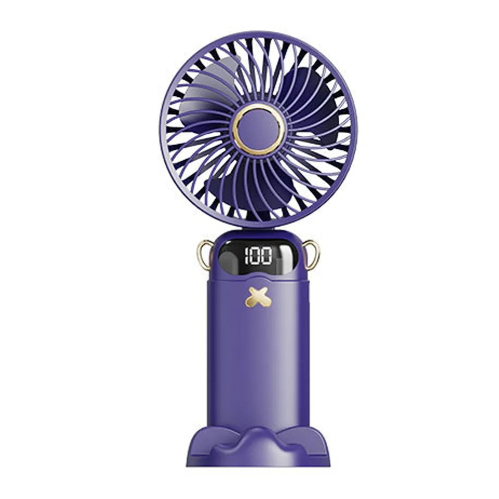 3000mAh Ultra-Quiet USB Mini Handheld Fan Portable Desk Fans 5 Speed USB Rechargeable Fan with Phone Stand and Display Screen Peaceful Pleasures Health and Wellness PURPLE