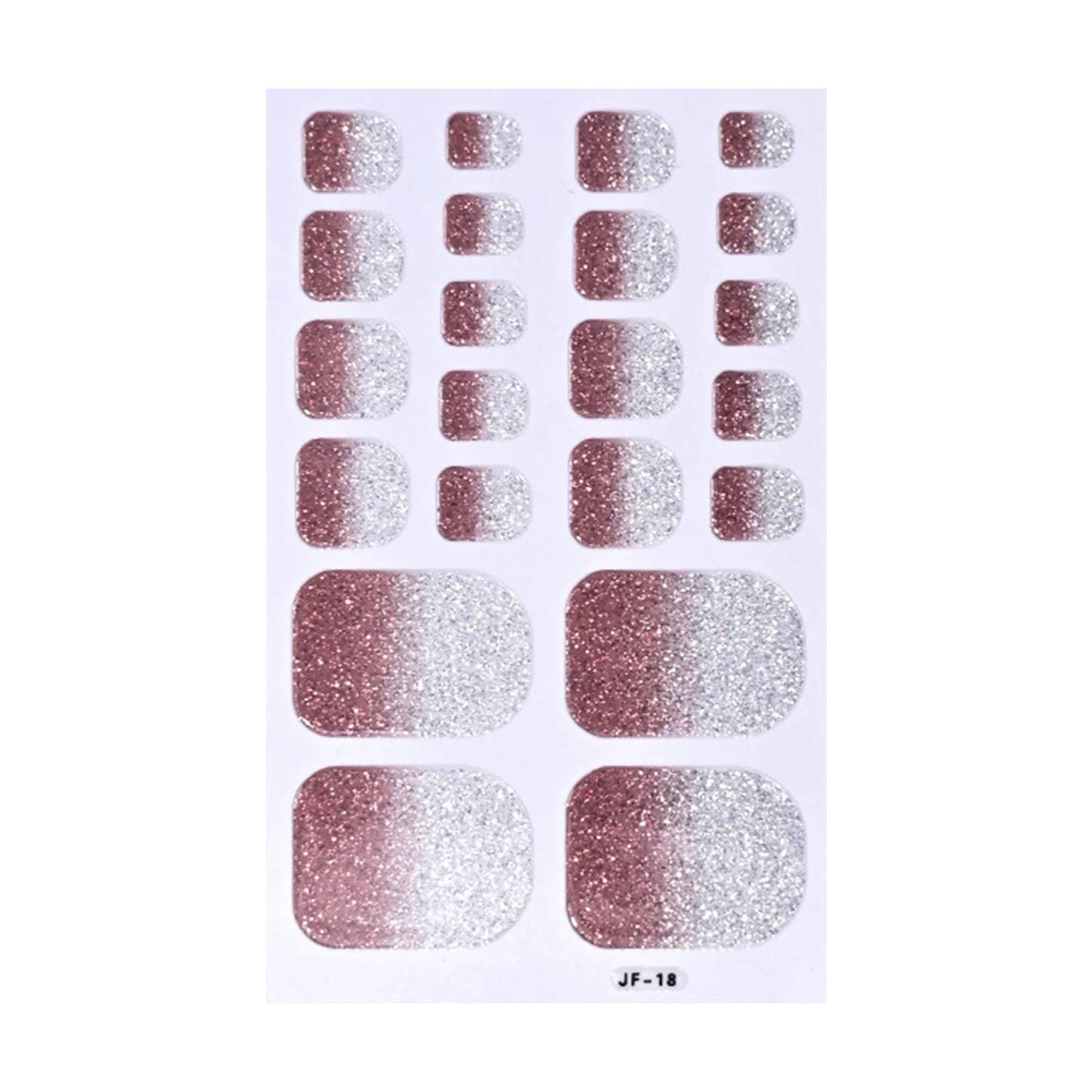 Gradient Glitter Toe Nail Stickers – Full Cover DIY Nail Art