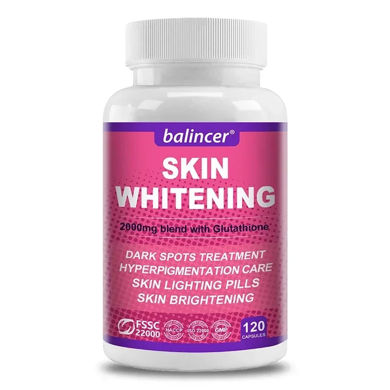 Glutathione + Collagen + Vitamin C Capsules - 2000mcg Skin Whitening, Anti-Aging & Antioxidant, Hair Skin Nails Joint Support Peaceful Pleasures Health and Wellness 120 count- 1 bottle