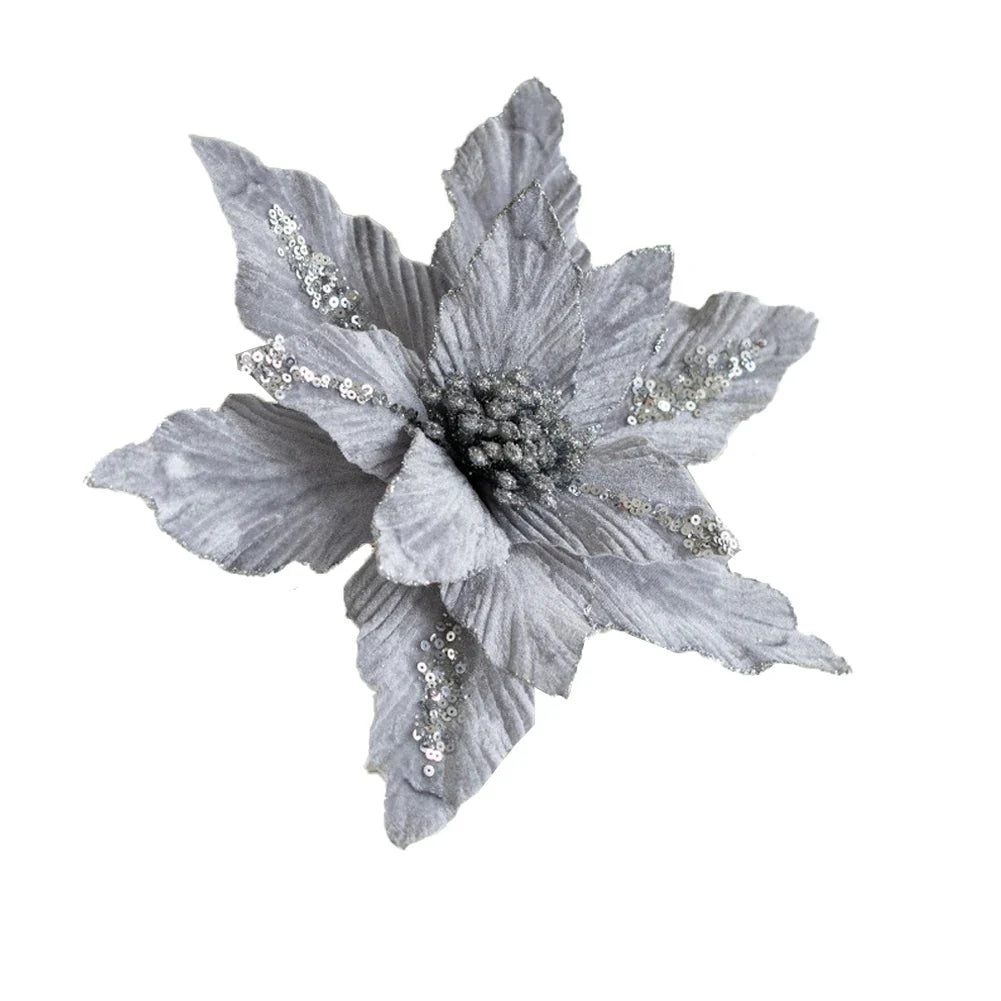 Artificial Christmas Flower Pick | Layered Petals | 26cm Stem