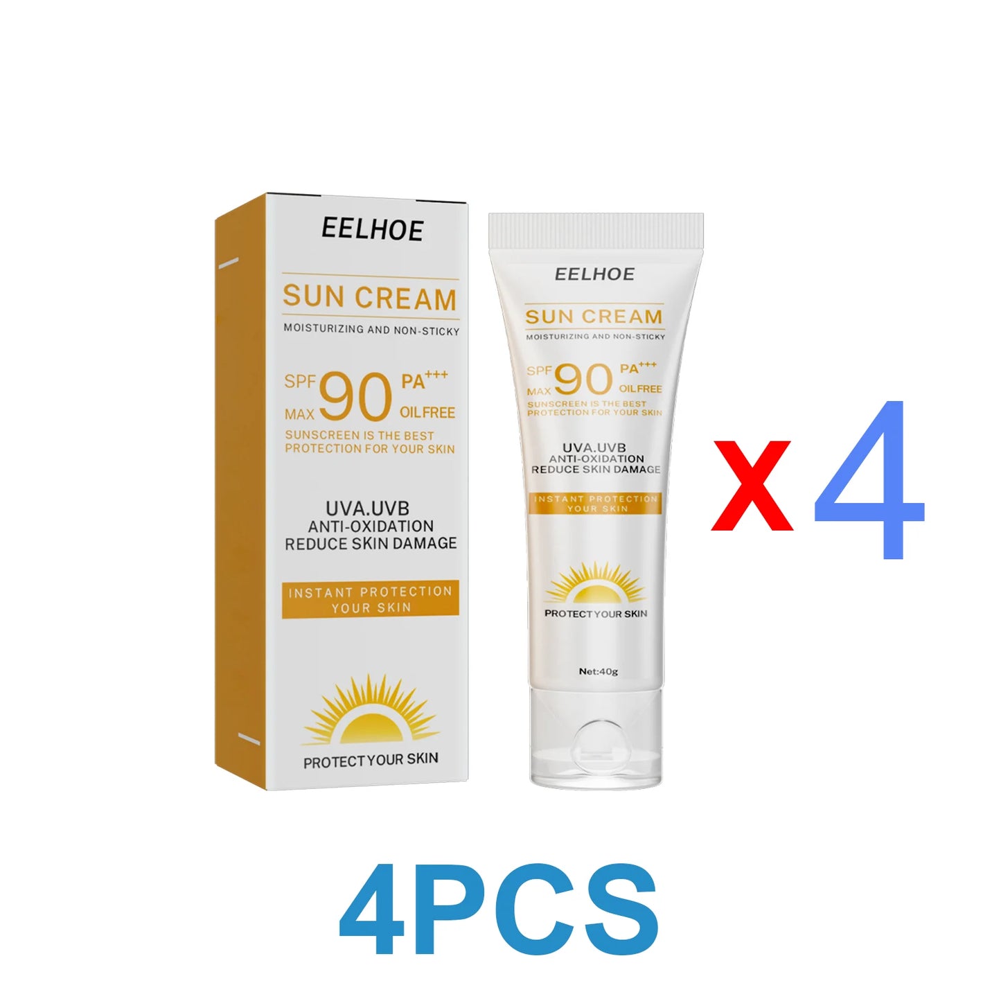 Facial Cream Sunscreen SPF 90 Brighten Sun Cream For Face Body Oil Control Moisturizer Daily Sunblock Skin UV Protective Lotion Peaceful Pleasures Health and Wellness 4PCS
