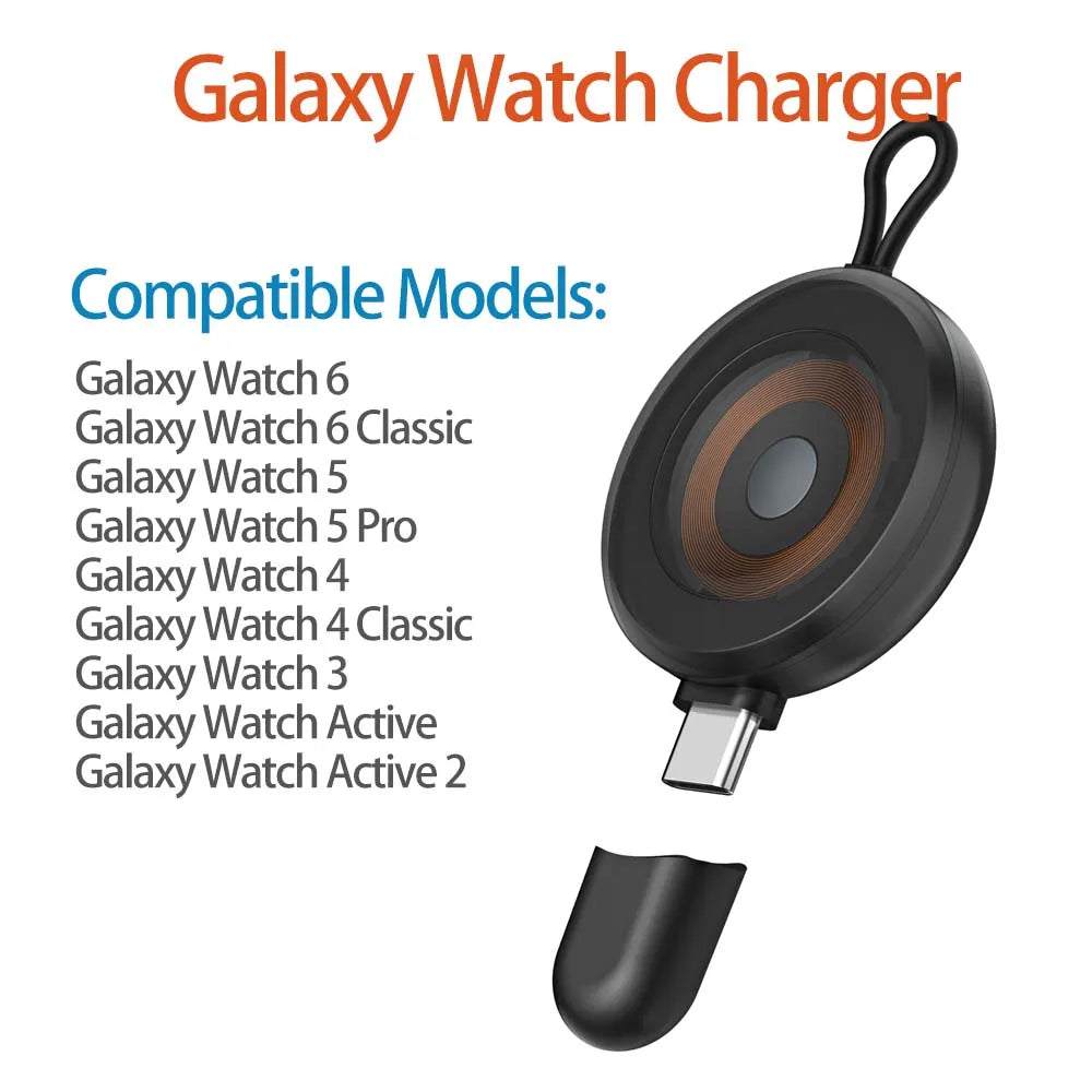 USB C Portable Watch Magnetic Wireless Charger For Apple Watch Ultra 2 3 4 5 6 7 8 9 SE Samsung Galaxy 6 Classic 5 Pro 4 Active Peaceful Pleasures Health and Wellness Galaxy Watch Tawny